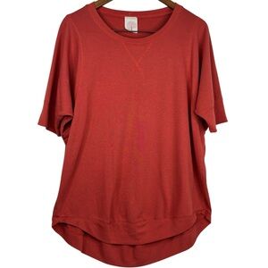 Freeloader Orange Short Sleeve Scoop Neck Hi Lo Rounded Hem Pullover Top XXL